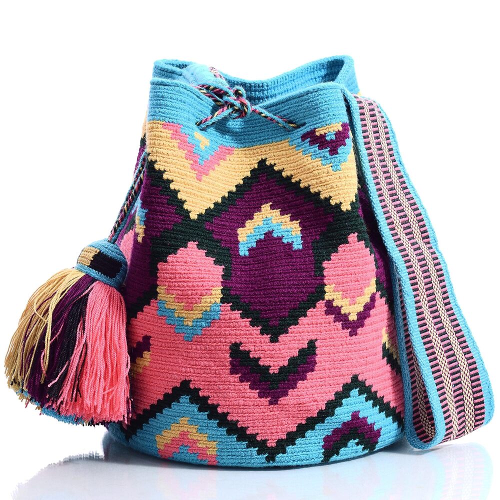 9076 Designer Collection Wayuu Hand-Crochet Woven Bag - Boho Crossbody